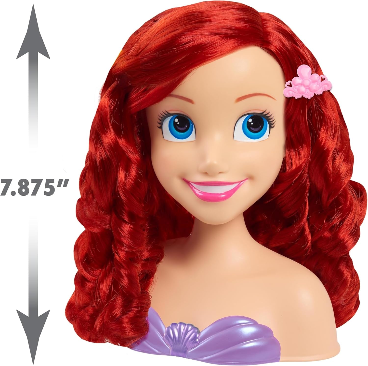 Ariel Just Play Disney Princess Hårhuvud 20 cm med tillbehör 7-delat set rött hår Leksak för barn 3 år och uppåt