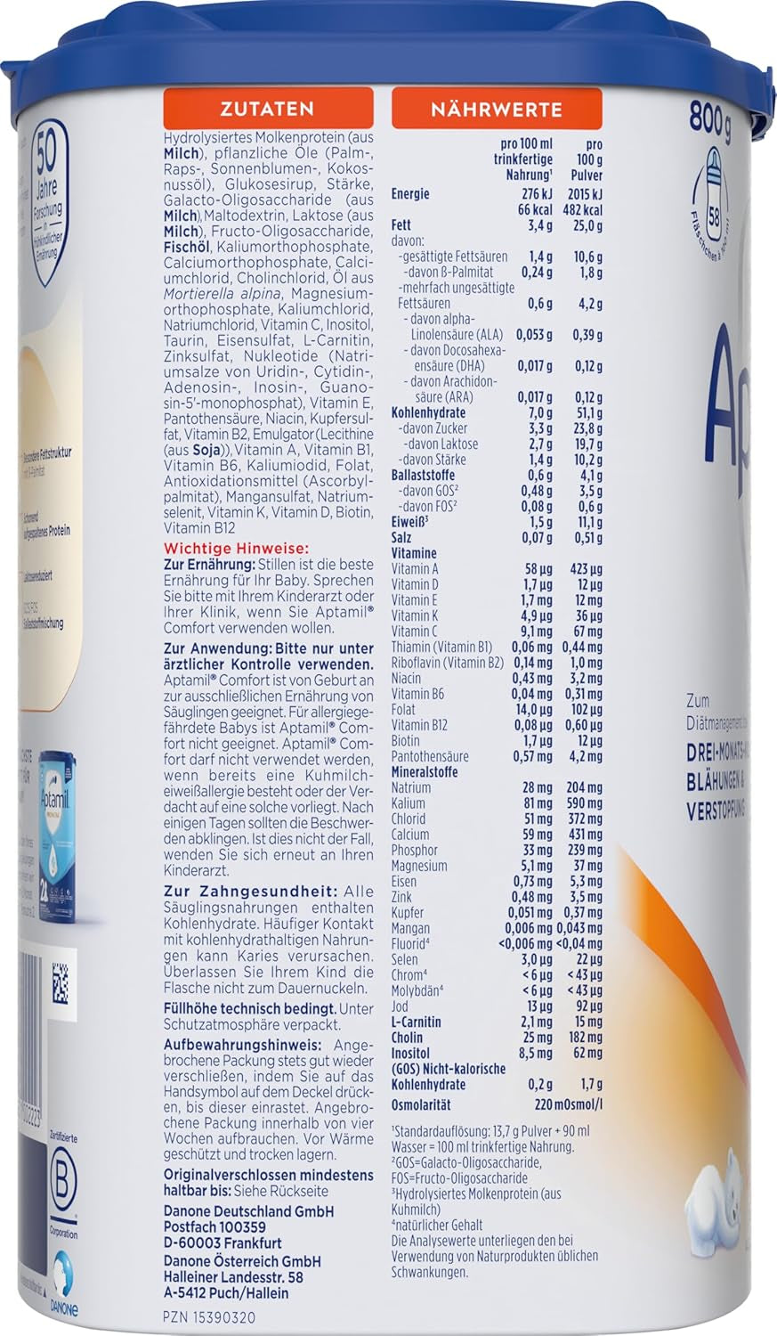 Aptamil Comfort - Specialformel från födseln - 1 x 800 g