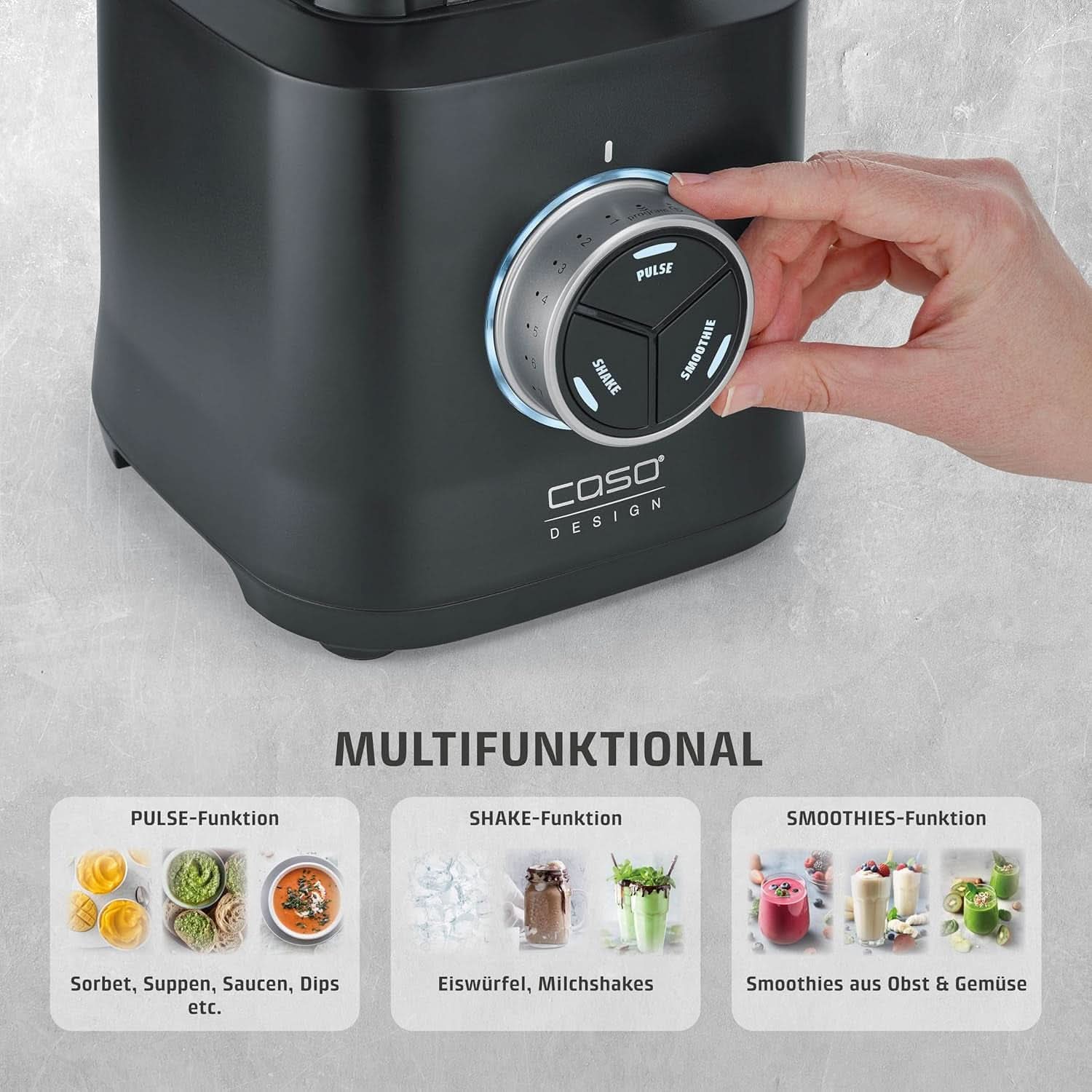 CASO Powerblender B 2000 - Profi Standmixer, 30 000 U/Min, 2000 Watt, Bruchsicherer Tritan-Mixbehälter (2 L), Bpa-Frei, Pulse-, Shake-, Smoothie-Funktion, 8-Fach Messer-System Mit Titanbeschichtung Kitchen Naty Shop