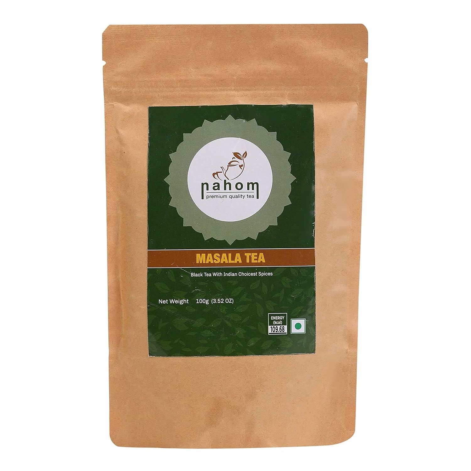 Indiens Masala Chai Loose Leaf Tea | 50 koppar, blandning av svart te, kanel, kardemumma, svartpeppar | Kryddat Masala-te | Chai Latte Suited 3,53 oz/ 100 g påse