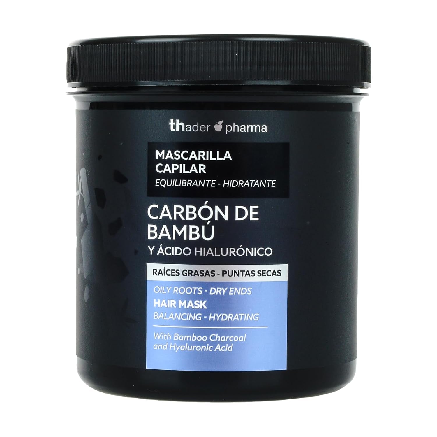 Thader Pharma Balancing Hair Mask med bambukol och hyaluronsyra - Idealisk för oljiga rötter och torra toppar, 700 ml Naty Shop Hair Mask Standardtitel