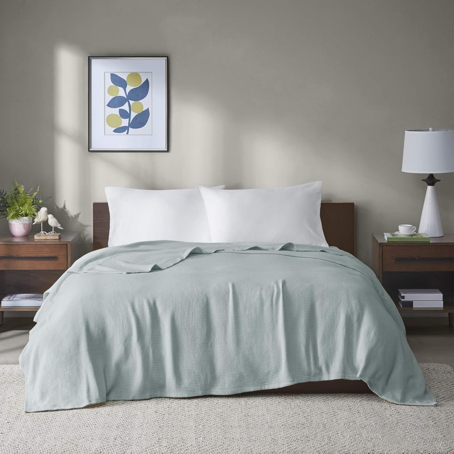 Madison Park Freshspun Wicker Cotton Filt Twin Grå sängar och täcken Madison Park Twin Blue