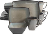 Tequesta Reactive Glaserad Stengods fyrkantig 4-personers servisset (16 delar) Taupe