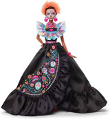 Barbie signaturdocka, Día De Muertos 2024 samlarfigur i svart klänning och blå volang överdel, broderat tryck och färgglada tillbehör, HRM72
