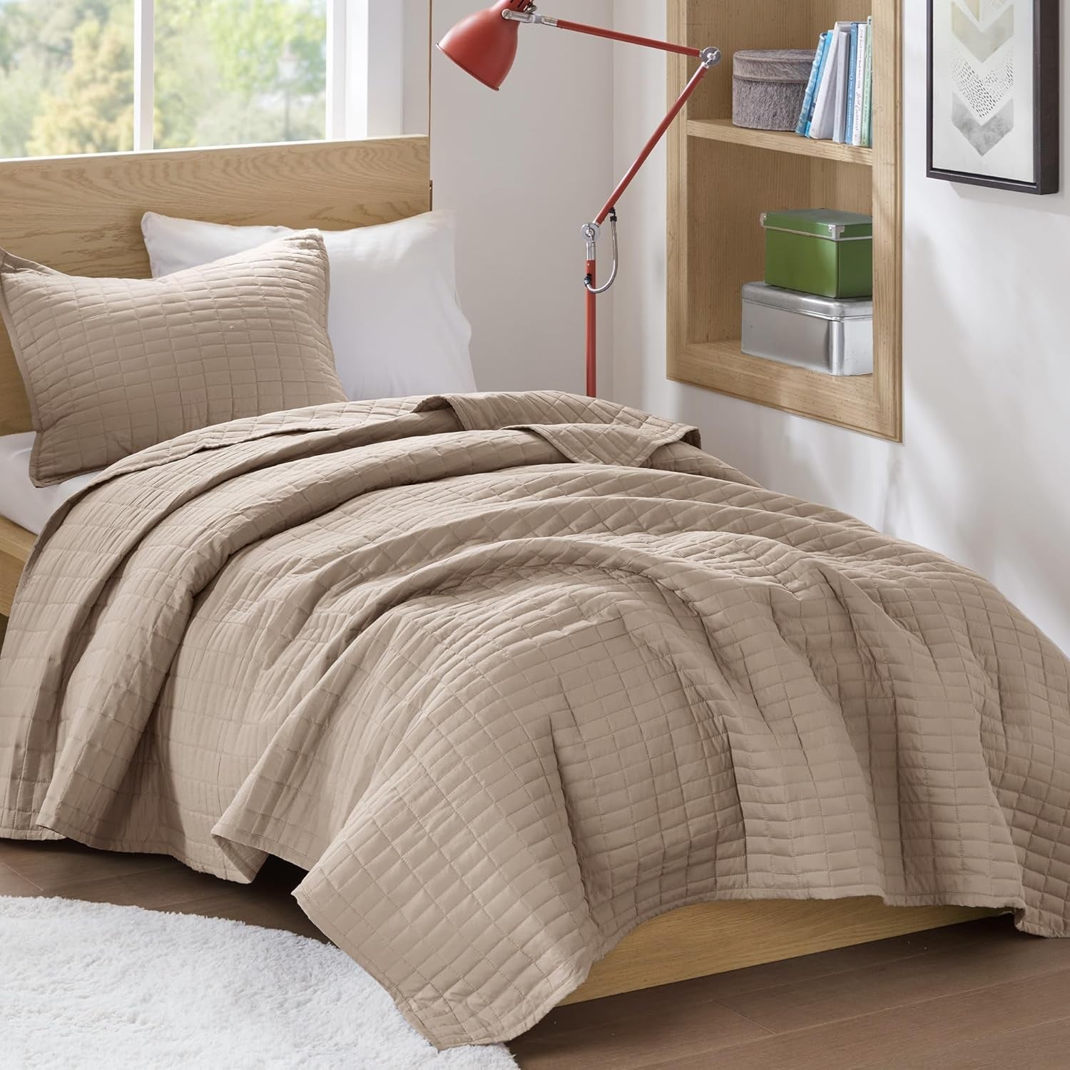 Comfort Spaces Kienna Quilt Set Luxury Double Stitch Sommarfilt Lättvikt Mjuk Helårssängkläder Matchande örngott Vit King Size filt (264,2 X 228,6 Cm) Naty Shop Taupe Twin/Twin Xl(66"X90") Quilts & Quilts