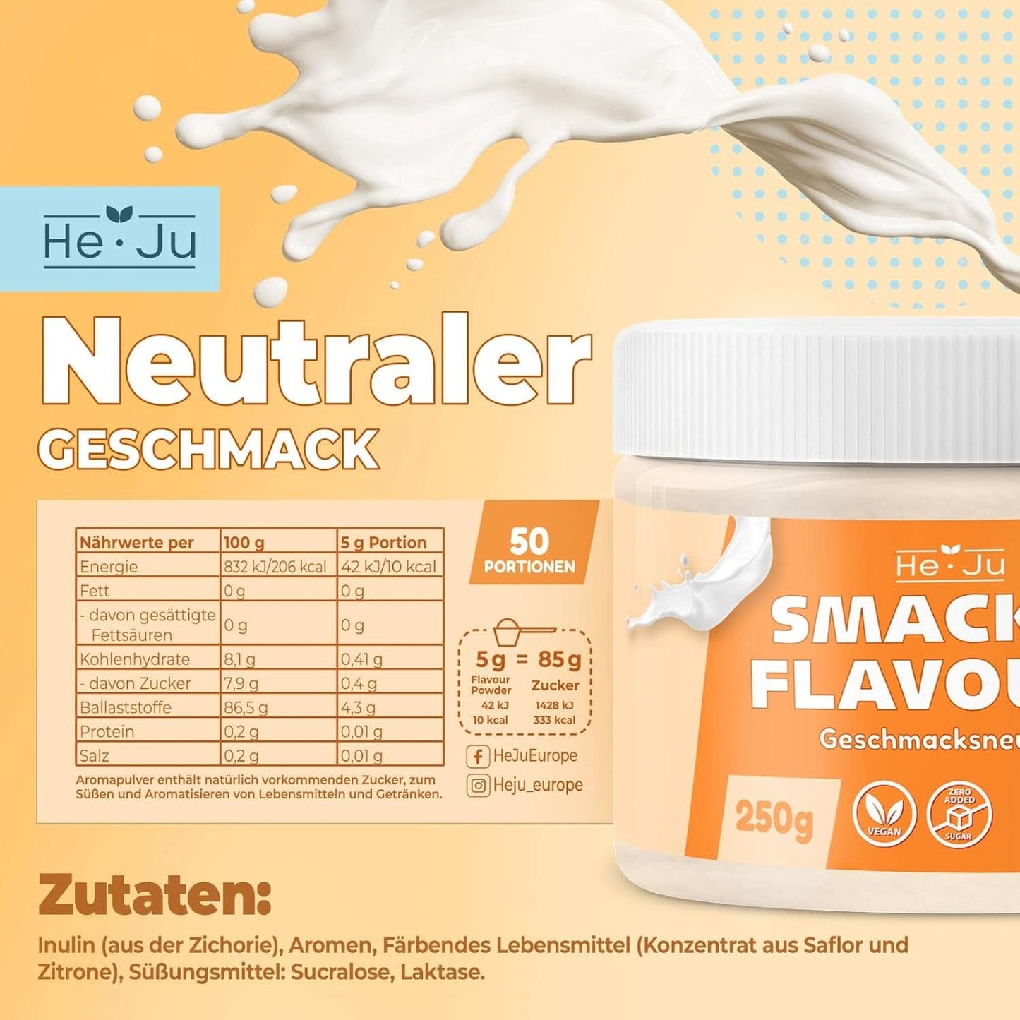 He-Ju, Pulver med neutral smak, 250 gram Aromas Naty Shop