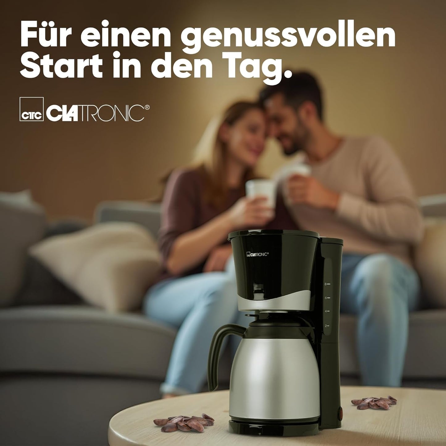 Clatronic® kaffebryggare med termos | för 8-10 koppar kaffe | utan temperaturförlust | kaffebryggare med filter | 1 liter | Espresso | Filterkaffebryggare med termos | KA 3327 svart