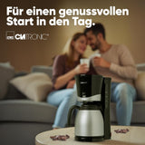 Clatronic® kaffebryggare med termos | för 8-10 koppar kaffe | utan temperaturförlust | kaffebryggare med filter | 1 liter | Espresso | Filterkaffebryggare med termos | KA 3327 svart