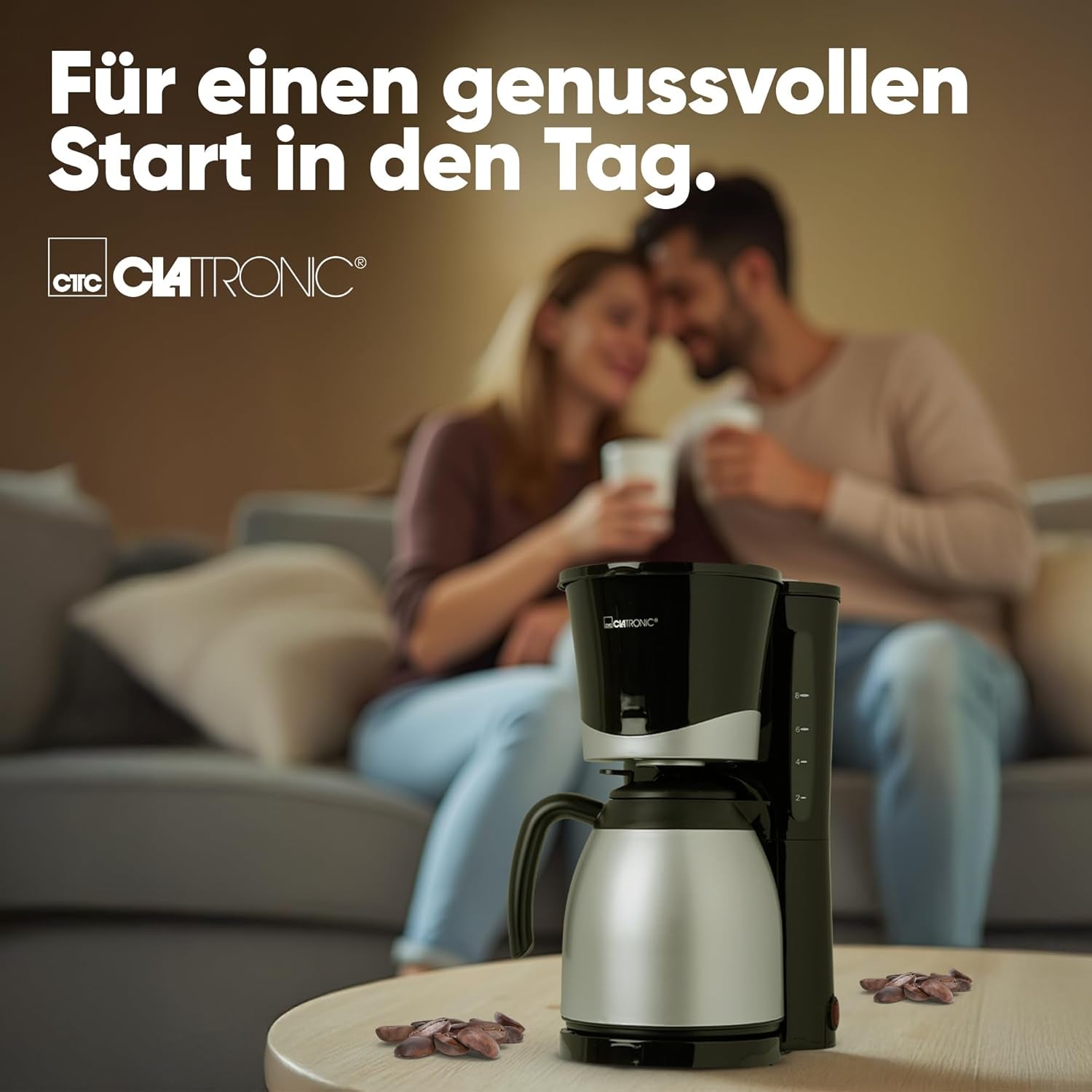 Clatronic® kaffebryggare med termos | för 8-10 koppar kaffe | utan temperaturförlust | kaffebryggare med filter | 1 liter | Espresso | Filterkaffebryggare med termos | KA 3327 svart