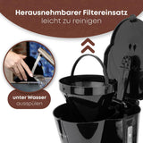 Clatronic® espressomaskin | Automatisk espressomaskin för 12-14 koppar (ca 1,5 liter) | Espressomaskin med filter och anti-droppsystem | 900W | Espressor KA 3473 Svart
