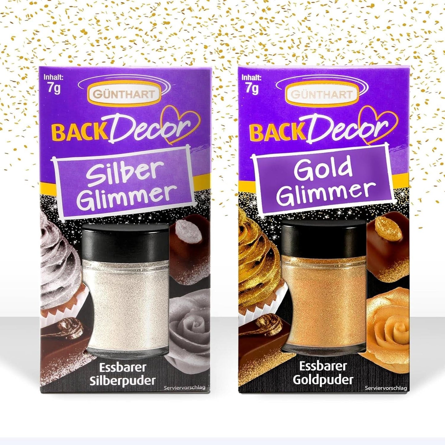 Günthart glitter, puder, guld och silver, set 2 x 7 gram Naty Shop
