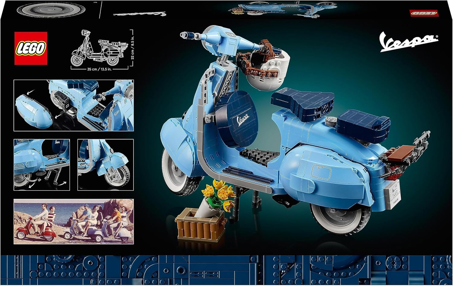 LEGO Icons Vespa 125, byggbar motorcykelmodell, vintage italiensk skoter, modellsats för vuxna, displayplagg som rumsdekoration, presenter för kvinnor och män 10298 Byggsatser Besuche den LEGO-Store