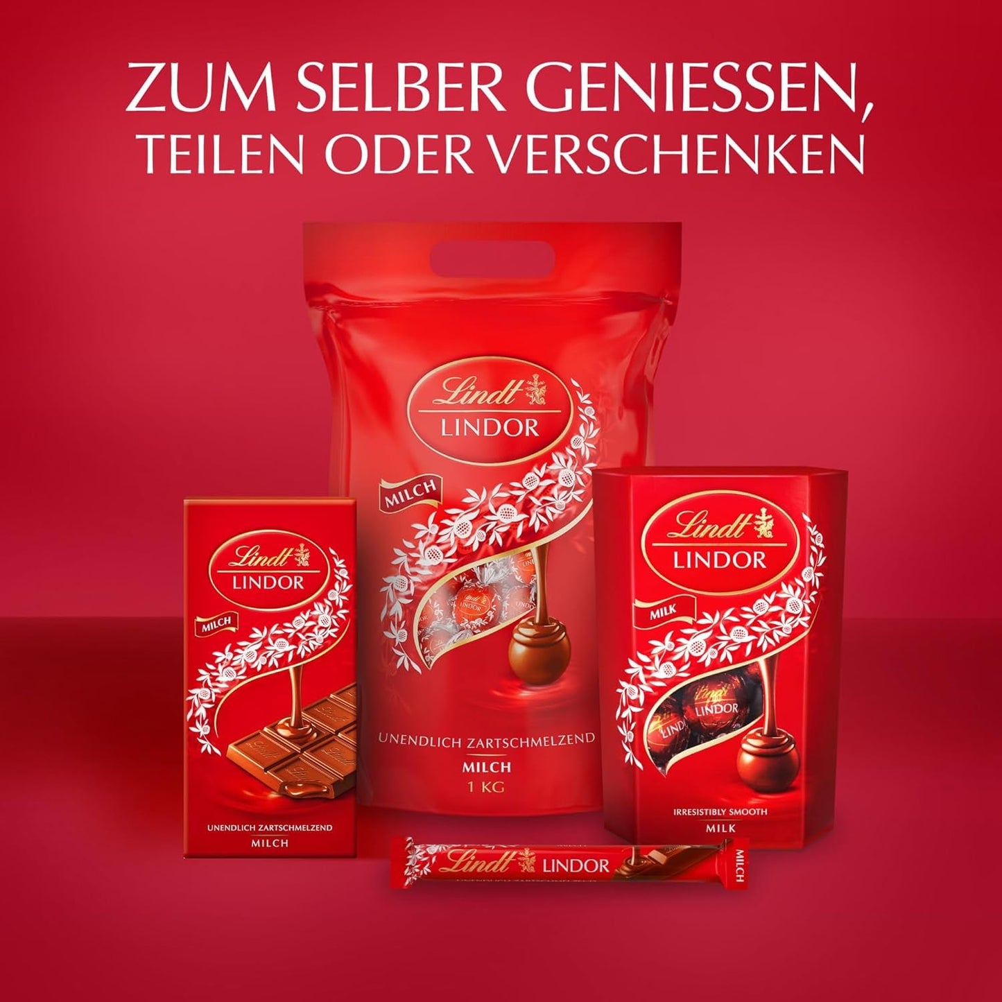 Lindt Choklad | Mjölkchokladstrut LINDOR | 500g | 38 Mjölkchokladbollar med Smält-i-munnen fyllning | Choklad present