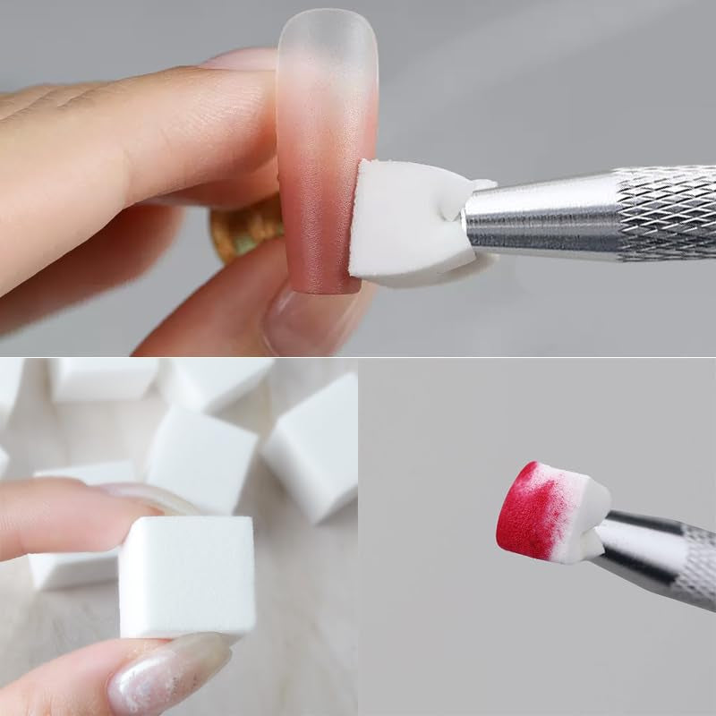 200 Stück Nail Art Schwamm Mit Metallgreifer, Sponge Nagel Pinsel, Nageldesign Zubehör Schwammpinsel, Um Eine Varuandung Von Gradient Nail Art Patterns Zu Erstellen(Weiß?