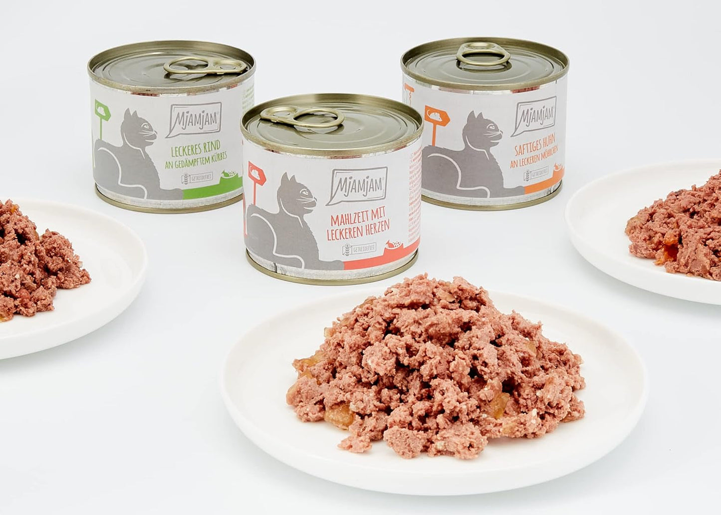 MjAMjAM - Premium Wet Cat Food - Mixed Pack I - Kyckling, nötkött, Hearts 6 Pack (6 x 200 g), spannmålsfri med extra kött