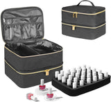 Nail Lacquer Organizer Tasche, Doppelschicht Nail Lacquer Förvaringsbox, Organizer Koffer Für Nageldesign Kosmetiktasche Für 30 Flaschen Neonail Base(15Ml-0,5 Fl.Oz) & 1 Nagellampa(Schwarz)