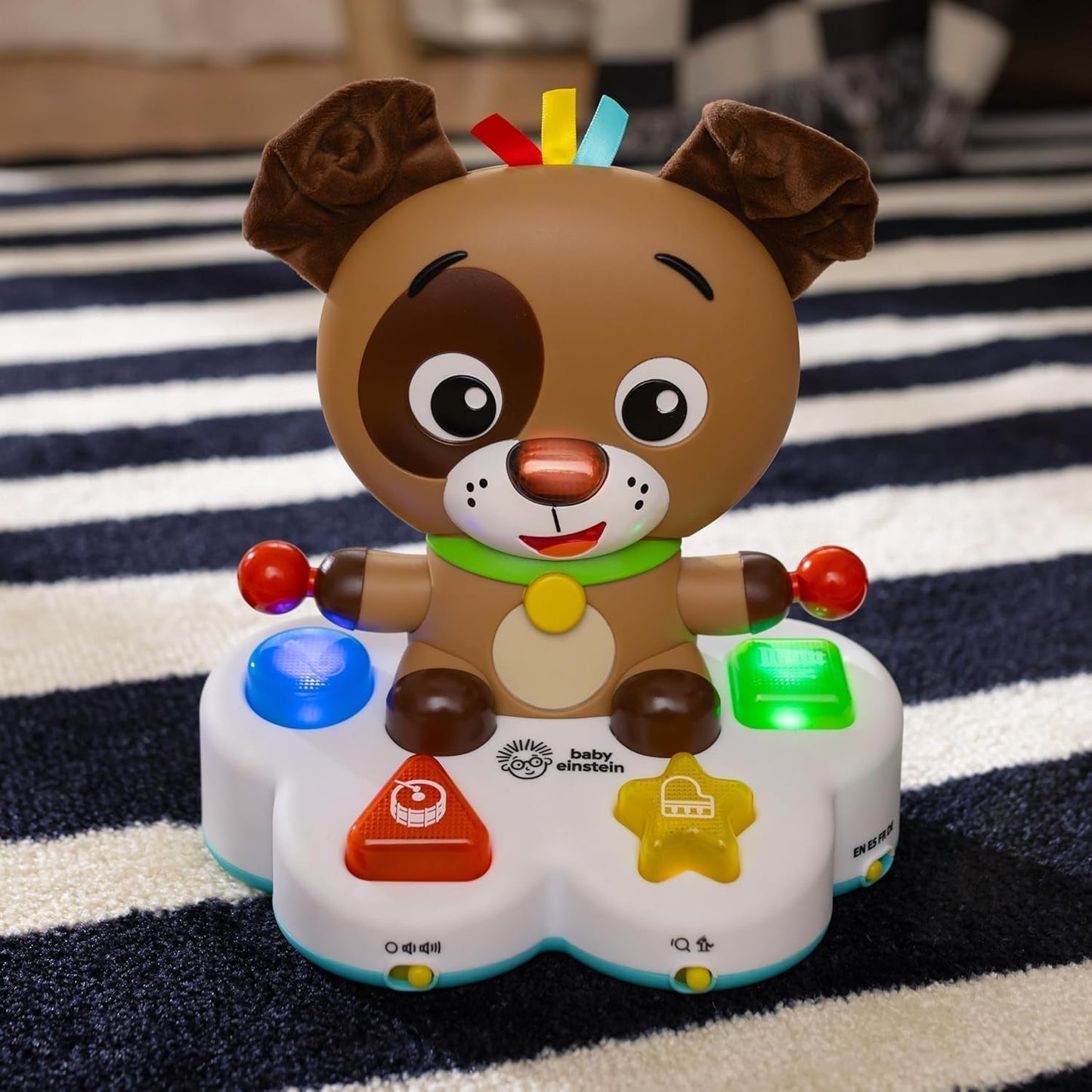 Baby Einstein, Drum & Learn Dean Musical Learning Toy - Multisensorisk babyleksak, 2 spellägen, färger, former och instrument, 50+ ljud, från 6 månader Babyleksaker Naty Shop