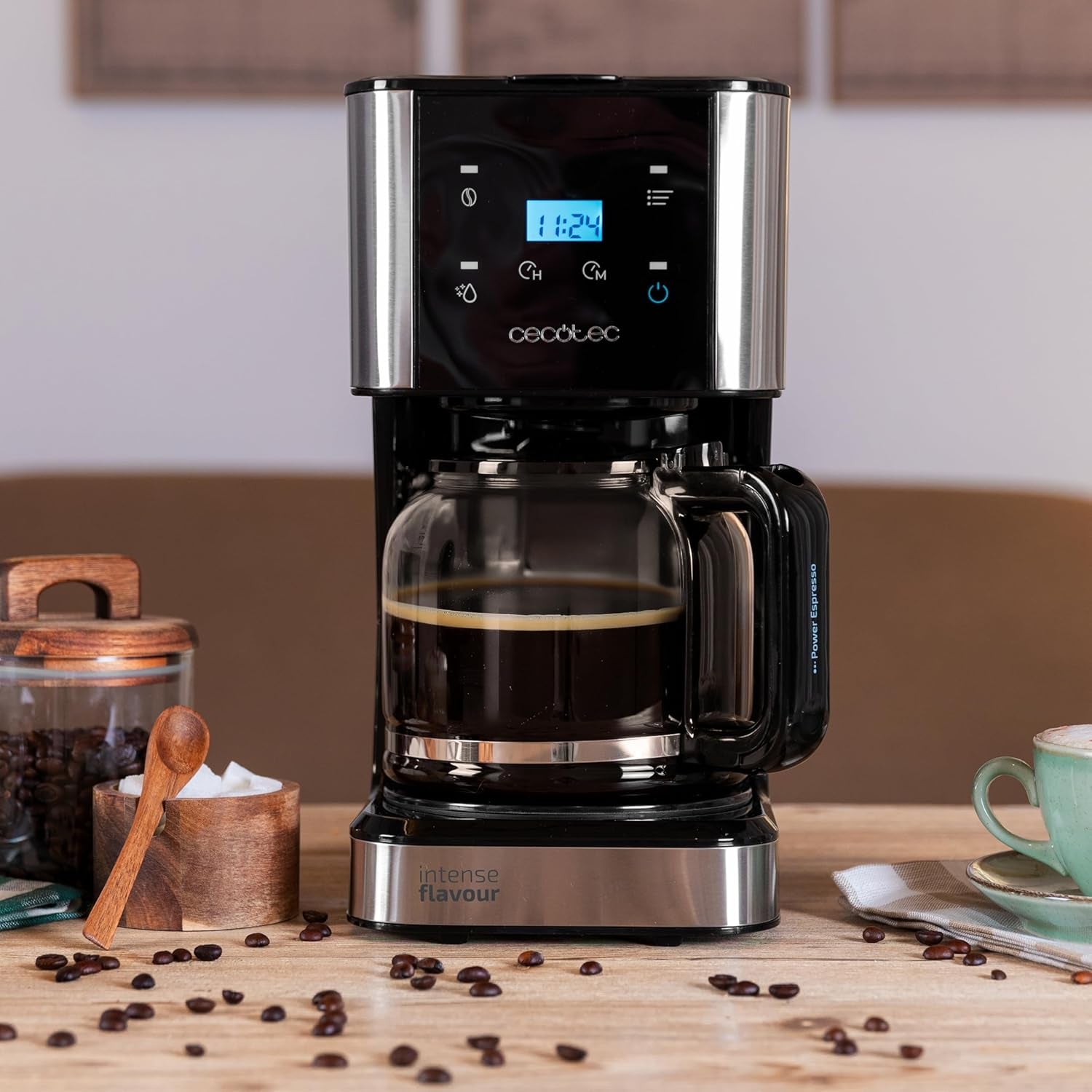 Espresso med filter Cecotec Coffee 66 Drop and Touch, effekt 950 W, 1,5 L, 12 koppar, pekskärm, glaskaraff, 24-timmarstimer, 6 strömbrytare, återanvändbart nätfilter