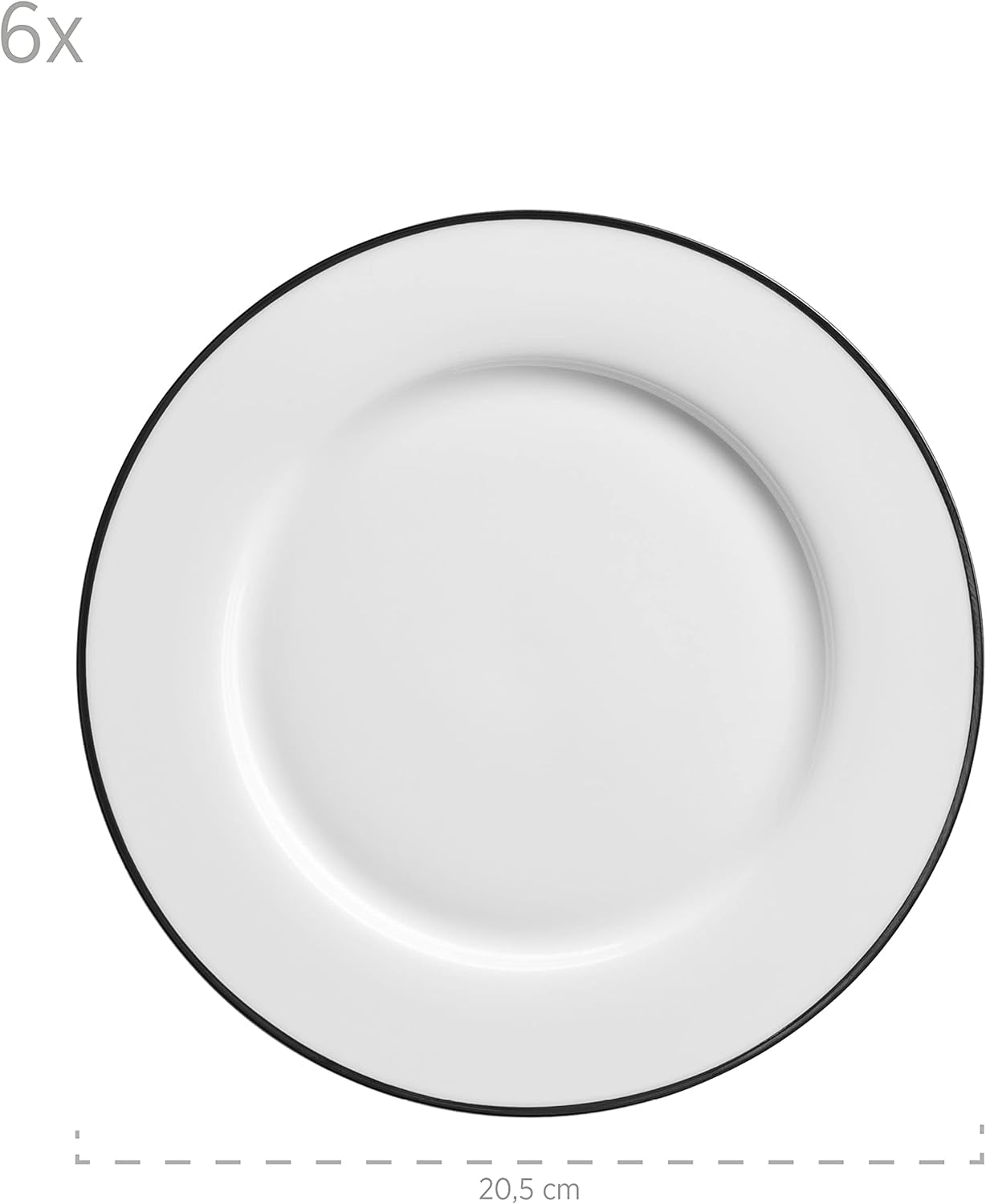 Mäser Nola Series Modern 6-personers kaffeservs Vit med svart kant 18-delat servisset Kaffekoppar Fat och desserttallrikar - Runda kaffeserviser Kaffeservis Vit