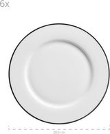 Mäser Nola Series Modern 6-personers kaffeservs Vit med svart kant 18-delat servisset Kaffekoppar Fat och desserttallrikar - Runda kaffeserviser Kaffeservis Vit
