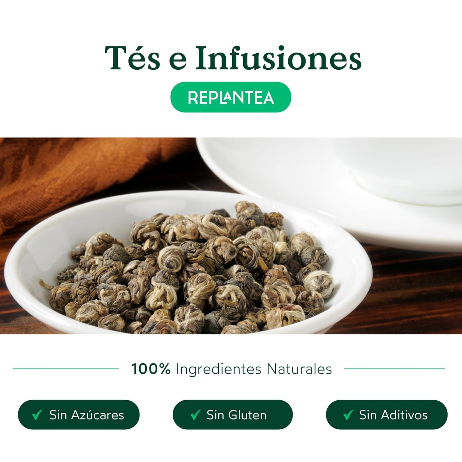 Ekologiskt te Jasmin Dragon Pearls (100 g) | Premium grönt te i form av handrullade jasminpärlor | Tespecialitet med delikat blomarom | OMPLANTERA