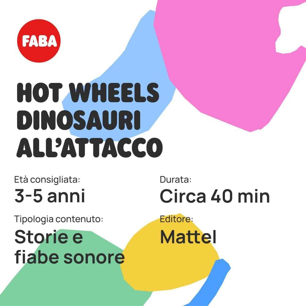 Hot Wheels dinosaurieattack ljudfigur - berättelser och ljudhistorier för pojkar och flickor 3-5 år gamla, leksak med pedagogiskt innehåll, italiensk version Jucarii Bebe Naty Shop