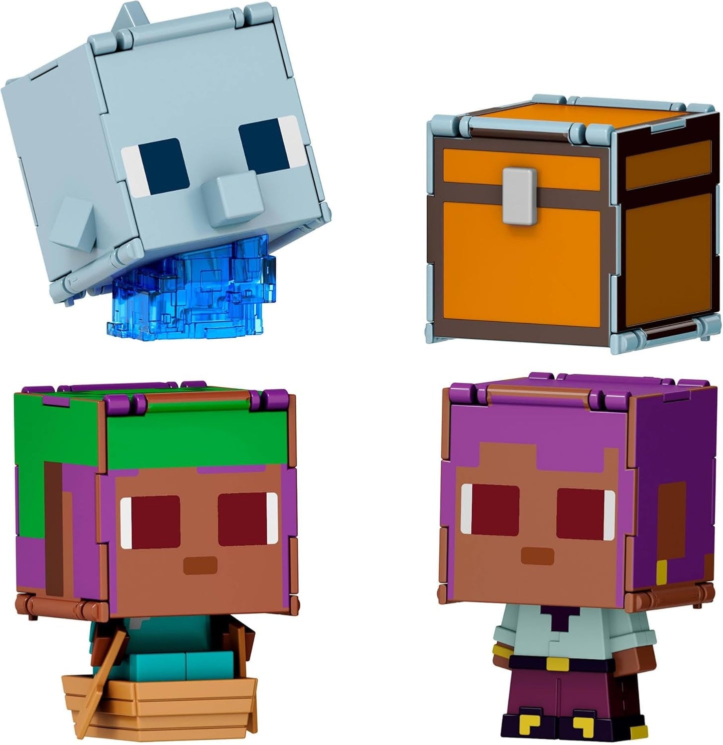 Mattel Minecraft Flippin' Figs Sheep and Chicken 2-pack med 2-i-1 lekfigurer, stora huvuden och pixeldesign HXK17 actionfigurer Naty Shop Ivy and the Dolphin