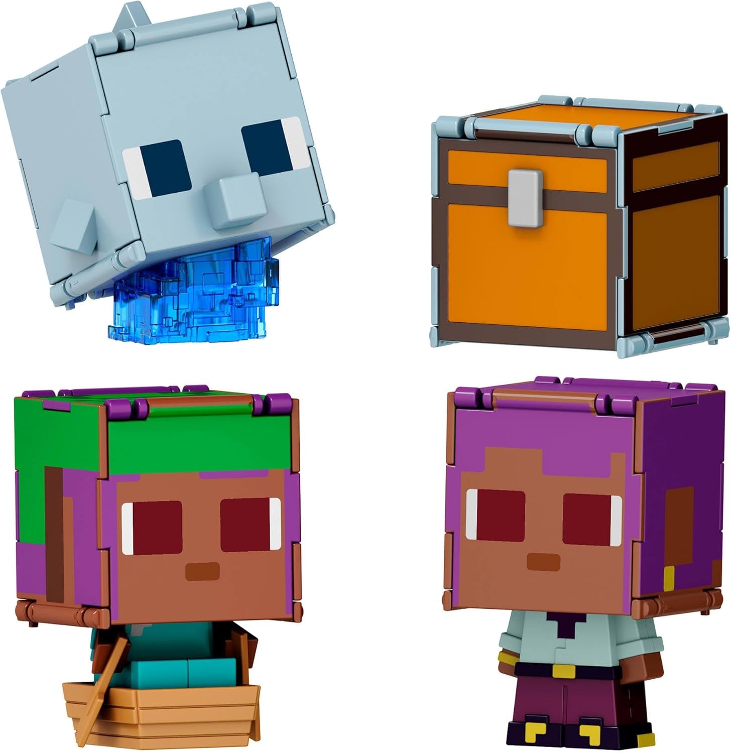 Mattel Minecraft Flippin' Figs Sheep and Chicken 2-pack med 2-i-1 lekfigurer, stora huvuden och pixeldesign HXK17 actionfigurer Naty Shop Ivy and the Dolphin