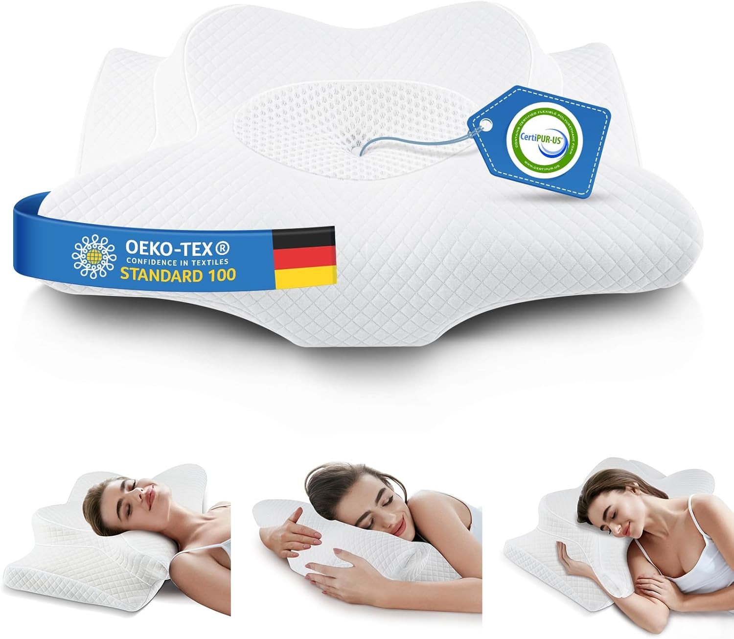 Nackkudde Huvudkudde Ortopedisk kudde Memory Foam Kudde Ergonomisk huvudkudde Nackstödskudde Anti-sidoslagskudde för sido-, rygg- och magsömmar Vita cervikala ortopediska kuddar Naty Shop Vit 62 X 40 Cm