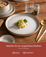 Star 18-delat servisset, 6-personers servisset, porslin, reptåligt, mikrovågs- ​​och diskmaskinssäkert, cappuccinovit