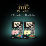Sheba våtfoder för kattungar, i olika påsar, med lax (MSC) och kyckling i sås, multipack 40x85g