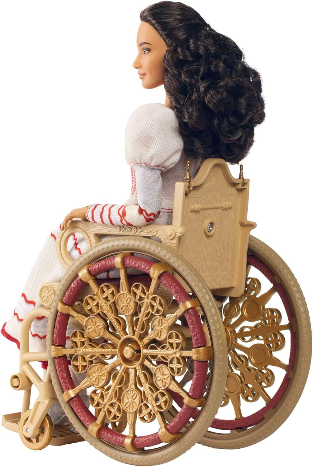 Mattel Wicked Nessarose modedocka och tillbehör, inklusive rullstol, med lockigt brunt hår, olika poser och avtagbar balklänning, HXY36