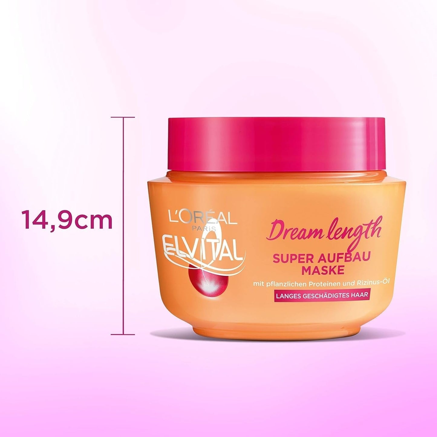 L'Oréal Paris Elvital Anti Split End Hårmask för långt, skadat hår, Intensiv sköljningsbehandling, Med vegetabiliska vitaminer och ricinolja, Dream Length Super Build-up Mask, 1 x 300 ml Naty Shop Hair Mask