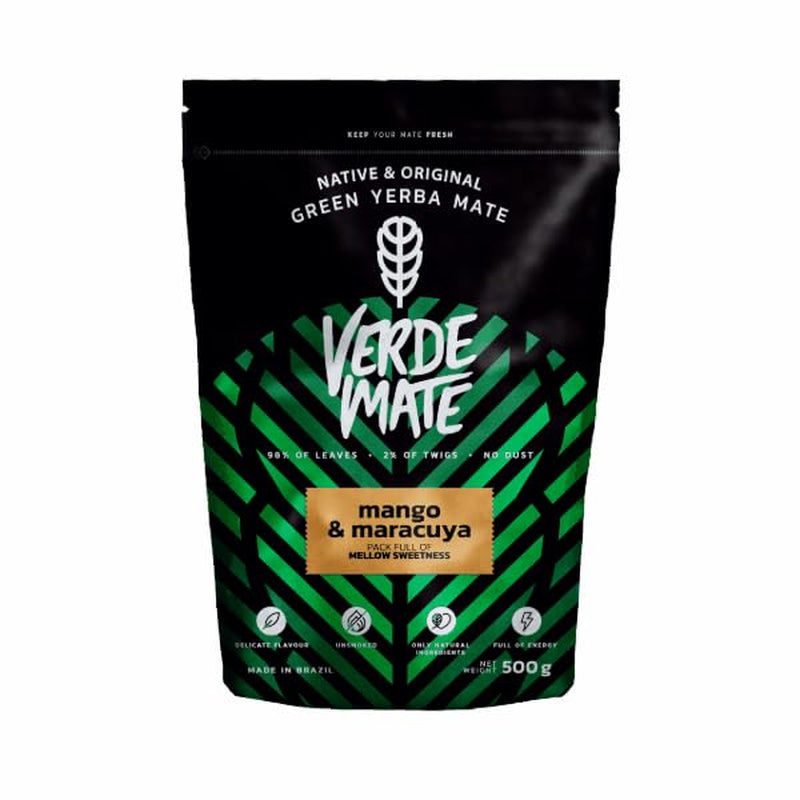 Green Mate Green Mango & Maracuya 0,5 kg | Mate fruktte | The exotic taste of Mate tea The power of cooling | Naturlig stimulering | Mate Tea från Brasilien | 500 g