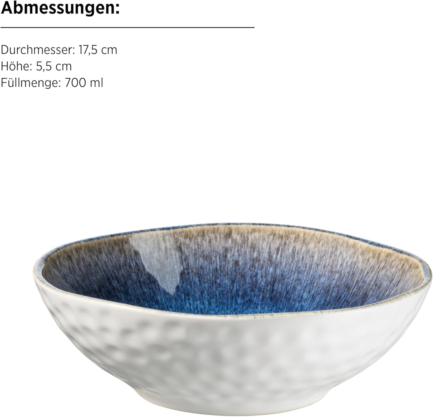 MÄSER 934092 Fryst serie, keramisk servisset för 4, 16-delad kombinationsservice med organiska former, blåbetsad service, stengods, mörkblå