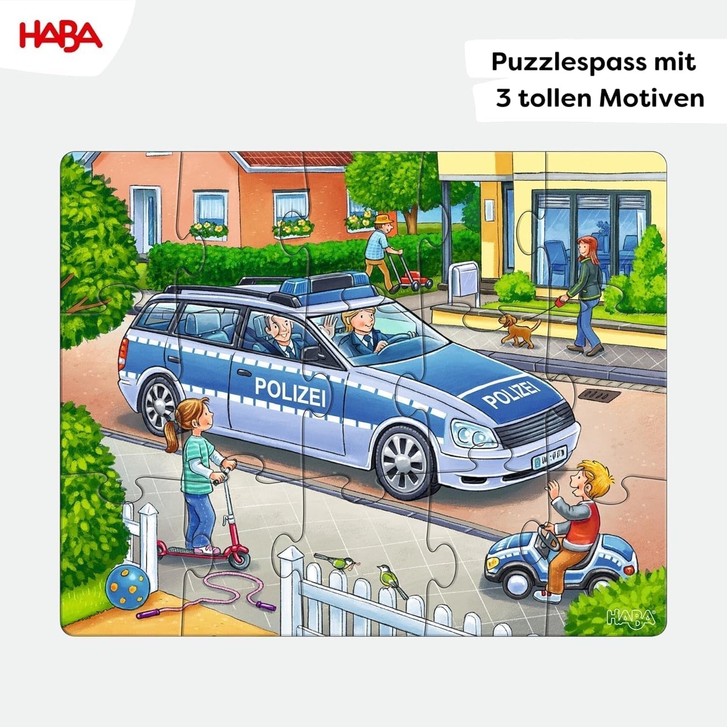 HABA brandkårspussel - 3-delat set för barn från 3 år och uppåt Polis- och ambulanspapppussel - Främjar finmotorik och koncentration - 1302759001 Puzzle Naty Shop