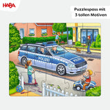 HABA brandkårspussel - 3-delat set för barn från 3 år och uppåt Polis- och ambulanspapppussel - Främjar finmotorik och koncentration - 1302759001 Puzzle Naty Shop