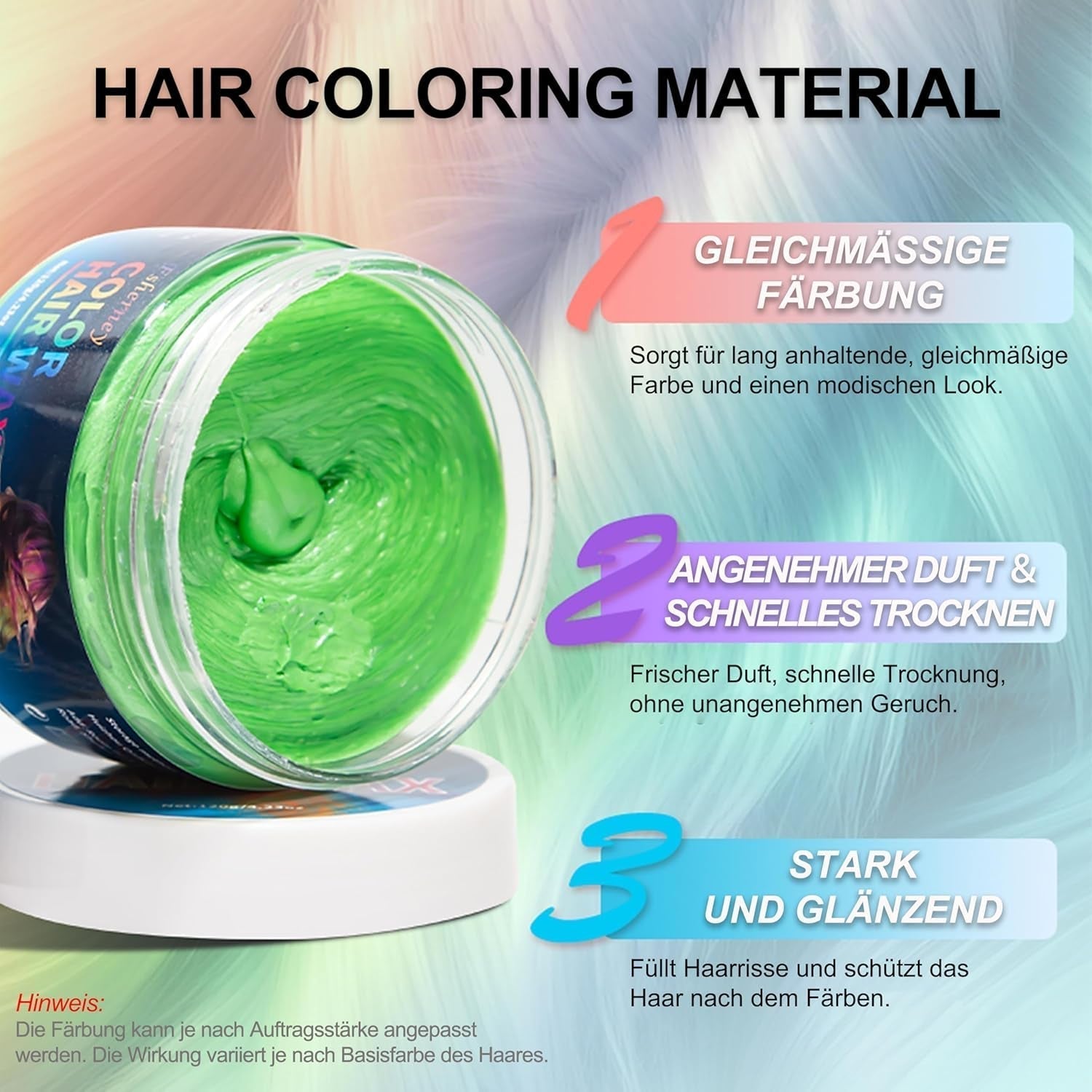 Temporary Green Hair Dye - Hårfärgsvax, hårton för män kvinnor, naturligt hårpomada, Color Clip Hårfärgningsvax för Crazy Party Hårfärg (4,23 oz, Grön) Naty Shop Hårfärgning