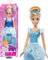 Mattel DISNEY Princess Cinderella - rörlig docka med glittrande kostym, avtagbara skor och tiara, kambart hår för frisörnöje, för barn från 3 år och uppåt, HLW06 Naty Shop Cinderella Dolls
