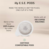 illy, Kaffee E.S.E. Pads Einzeldosis CLASSICO, 100% Arabica med Noten von Orangenblüten och Jasmin, Sanfter Gesmack och Süßer Nachgeschmack, 1 Packung mit 18 compostierbaren kapselsn