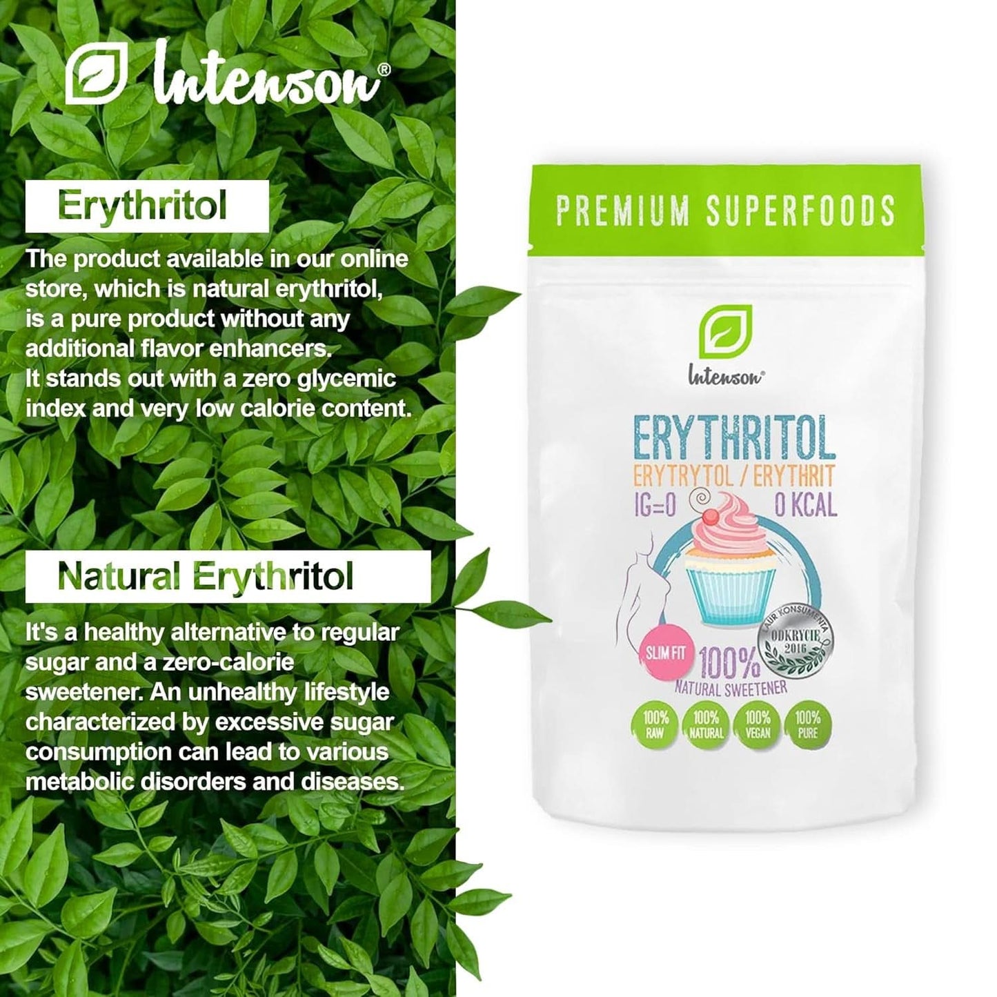 Erythritol - Naturligt sockeralternativ, 2 kg sötningsmedel Naty Shop