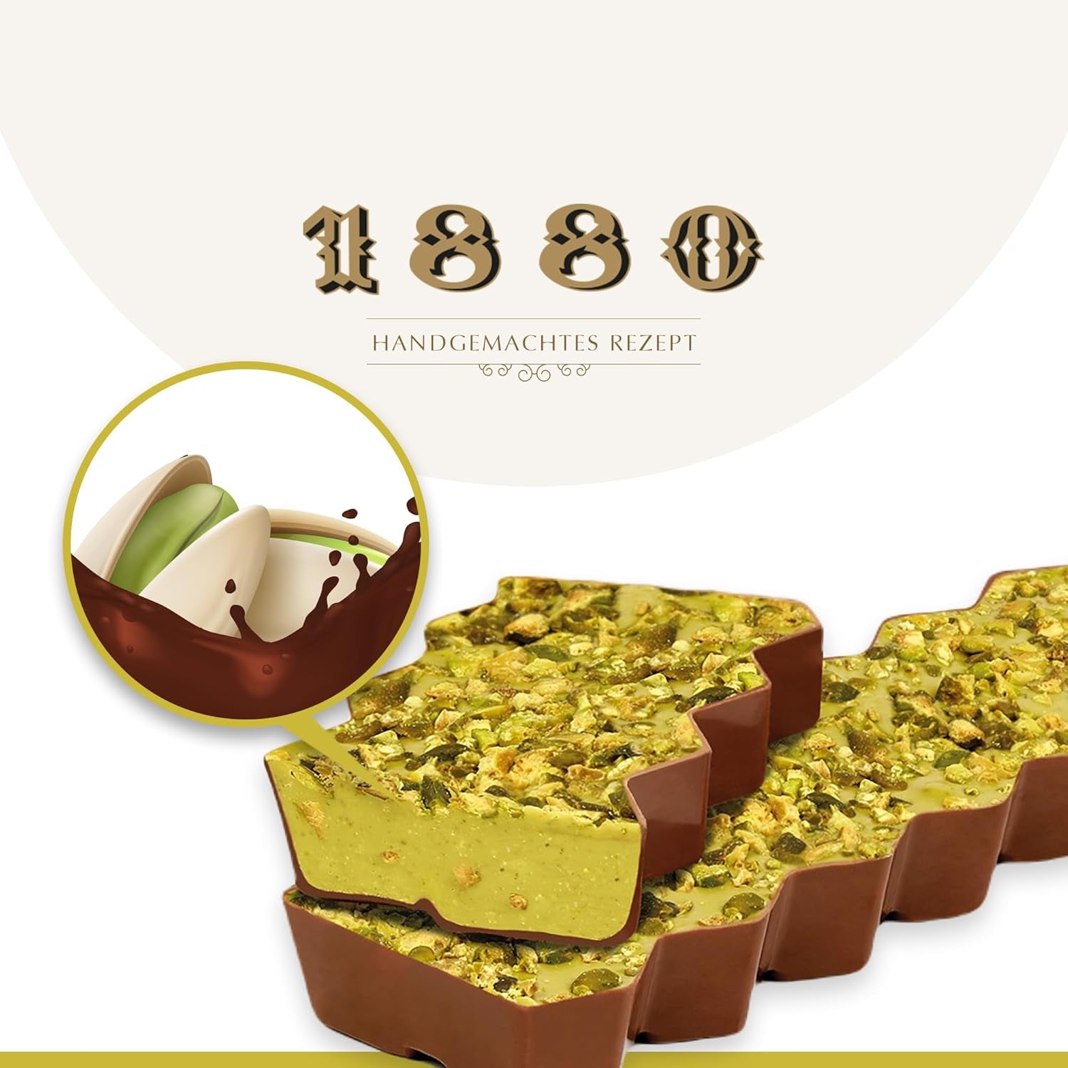 Hantverksmässig choklad pistasch turrón, 200g, krämig konsistens, överlägsen kvalitet, fina ingredienser, autentisk smak, den dyraste turrón i världen