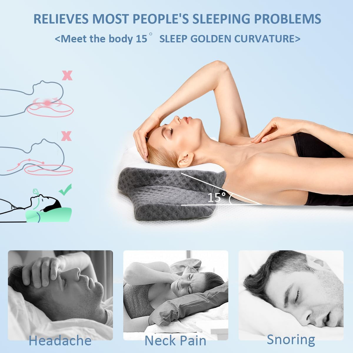 Topmener Memory Foam ortopedisk kudde, justerbar nackkudde, fjärilsformad ergonomisk ortopedisk kudde för nackstöd under sömn, sovkudde för rygg- och magsömnarna Cervikala ortopediska kuddar Naty Shop