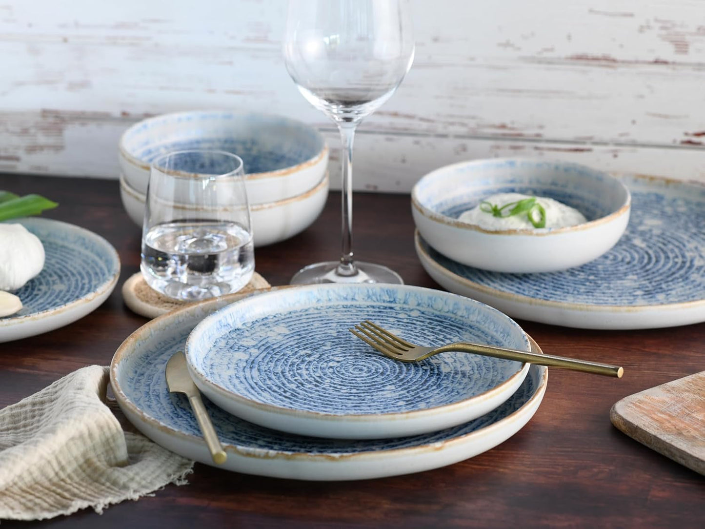 CreaTable, 21652, Uno Mykonos-serien, 12-delat servisset, porslinstallrikar, diskmaskin och mikrovågssäker, tillverkad i Portugal