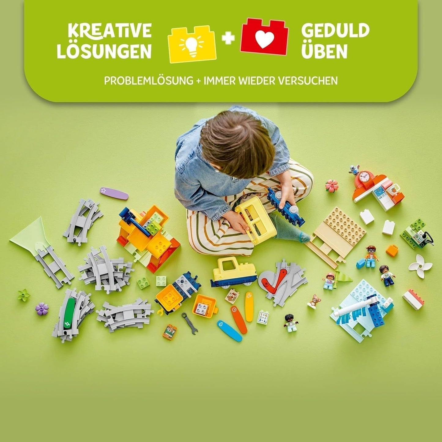 LEGO DUPLO Town Stor interaktiv järnväg, Byggleksak för småbarn 3 år gamla, Push & Go-lokomotiv med ljus och ljud, Spårdelar, Pedagogisk leksak för förskolebarn 10428 Byggset Beuche den LEGO-Store