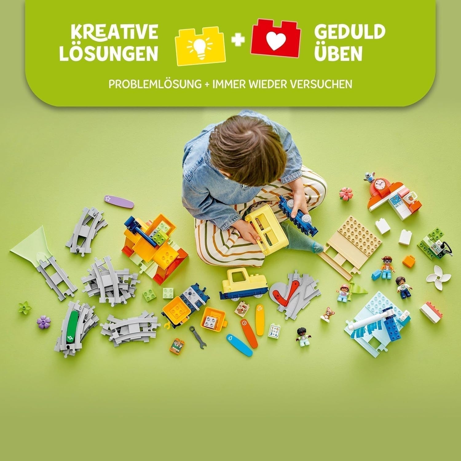 LEGO DUPLO Town Stor interaktiv järnväg, Byggleksak för småbarn 3 år gamla, Push & Go-lokomotiv med ljus och ljud, Spårdelar, Pedagogisk leksak för förskolebarn 10428 Byggset Beuche den LEGO-Store