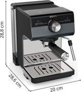 KRUPS Authentic+ espressomaskin, 15 bar, intuitiv drift, sofistikerad design, ångmunstycke, inklusive utökade tillbehör, Bullet Dark silver/Rostfritt stål, XP384G10