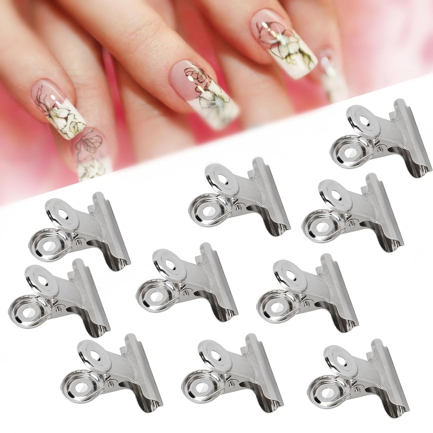 10 st Nagelklämmor Metallklämma Nagelförlängningsklämma Nagelkonstverktyg Glasfiberfixare Nagelkonsttillbehör Hållbar praktisk utrustning Hemma Gör-det-självsalong