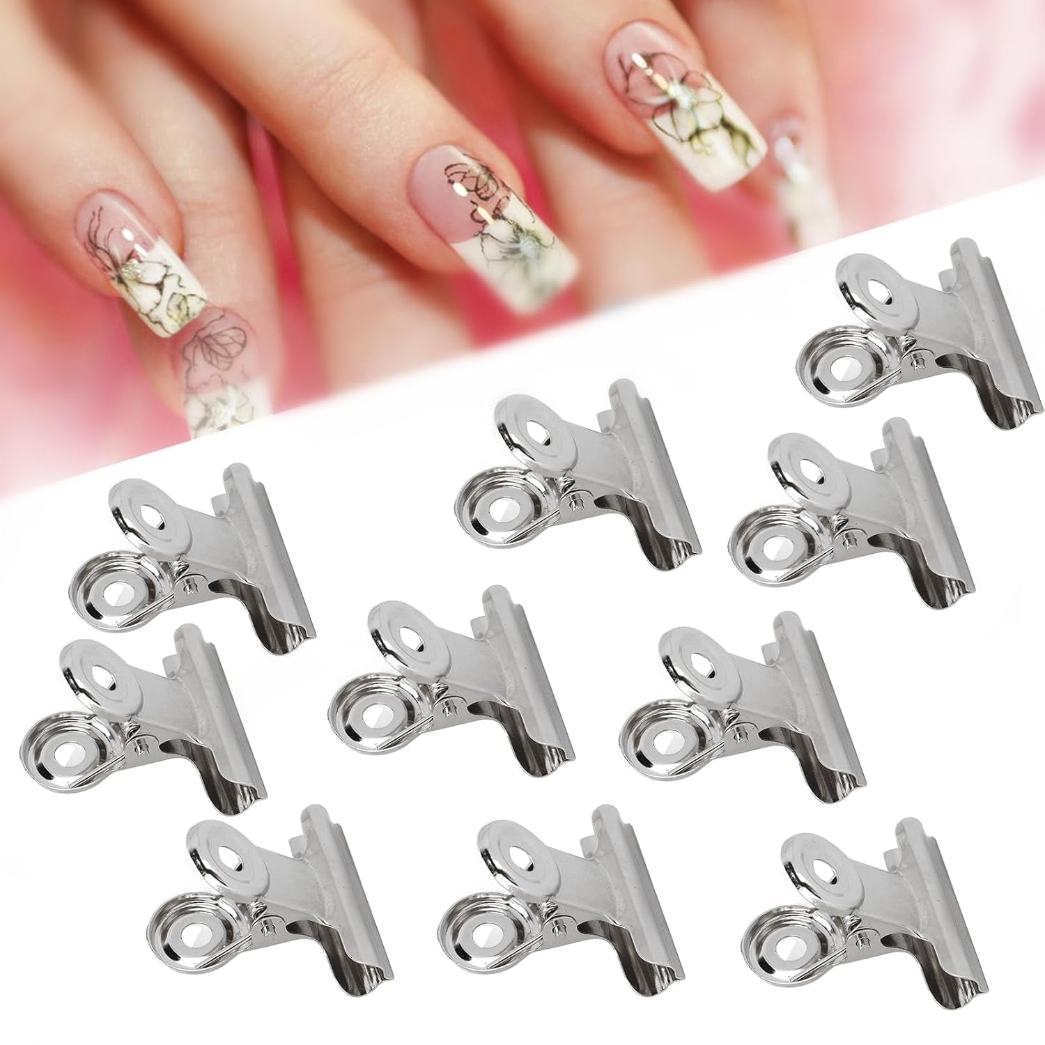 10 st Nagelklämmor Metallklämma Nagelförlängningsklämma Nagelkonstverktyg Glasfiberfixare Nagelkonsttillbehör Hållbar praktisk utrustning Hemma Gör-det-självsalong