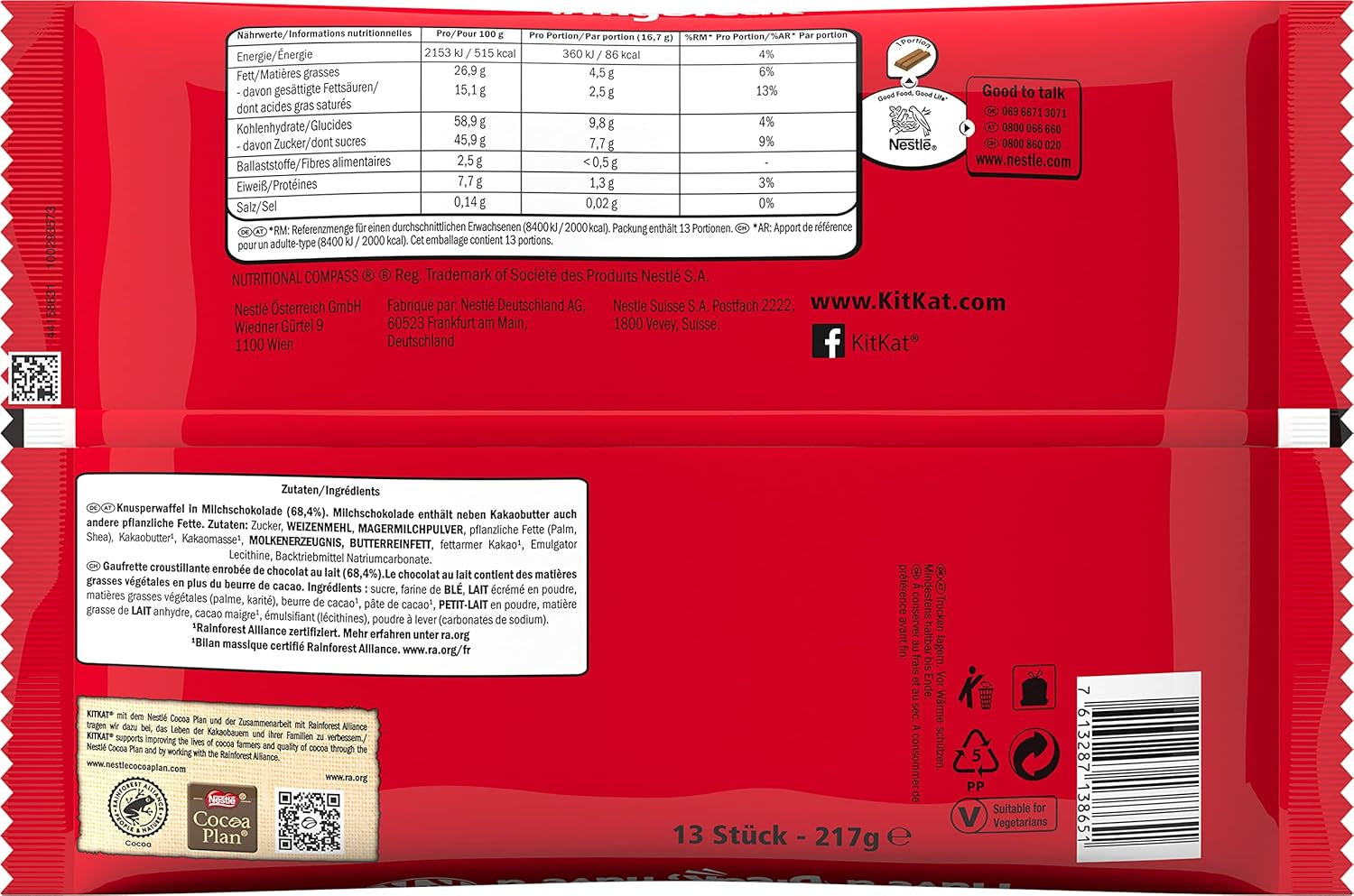 Nestlé Mini Chokladkakor Mjölkchoklad Crunchy Wafer Bars 3-pack (1 x 217g)